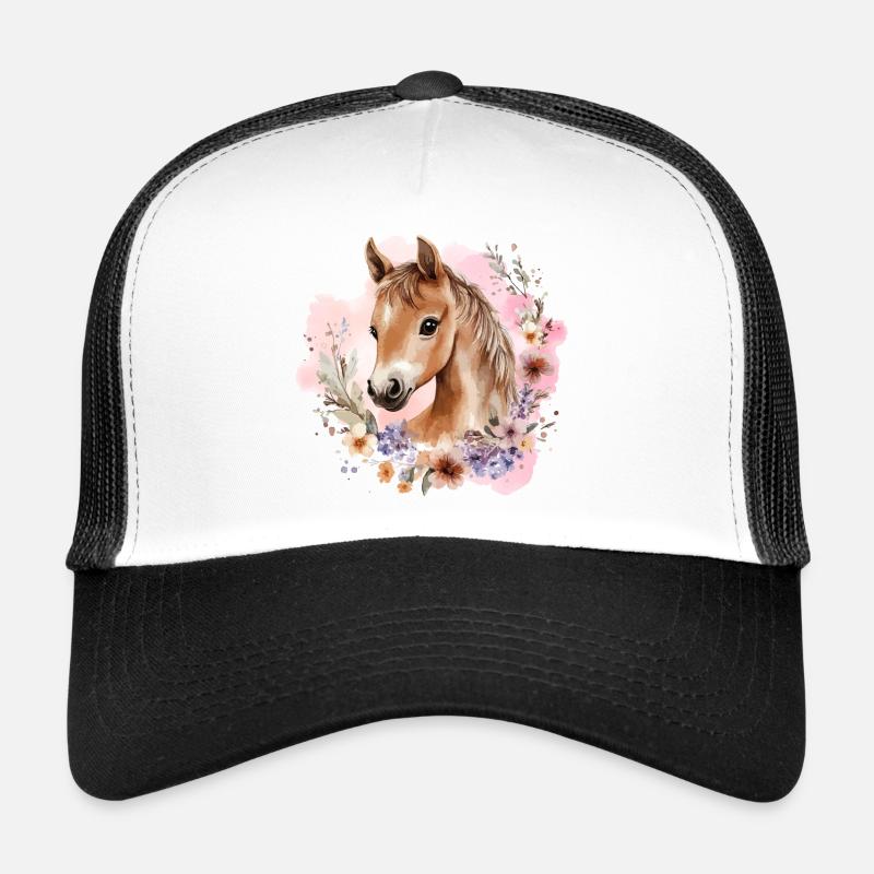 Cheval Fleurs Cheval Fille Poney Mignon Mignon Casquette trucker 
