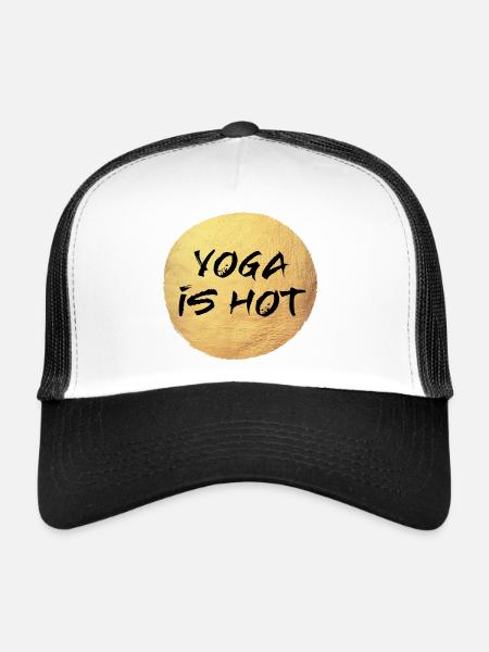 Cercle de Yoga Fan chaud Méditation Or Citation de luxe - Casquette trucker  - blanc/noir - Devant