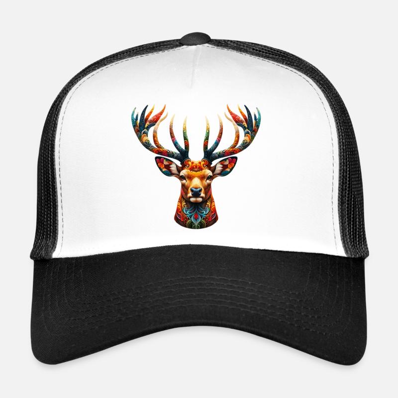 Hirsch - Trucker Cap - Weiß/Schwarz