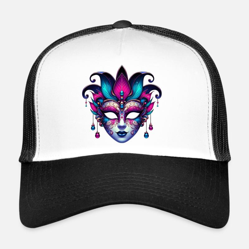 Karnevalsmaske in Venedig - Trucker Cap - Weiß/Schwarz