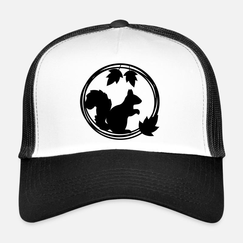 Silhouette d’écureuil en couronne de feuilles Casquette trucker 