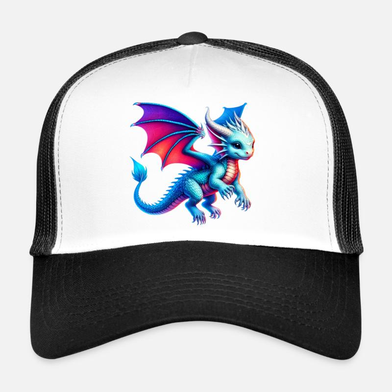 Drache - Trucker Cap - Weiß/Schwarz