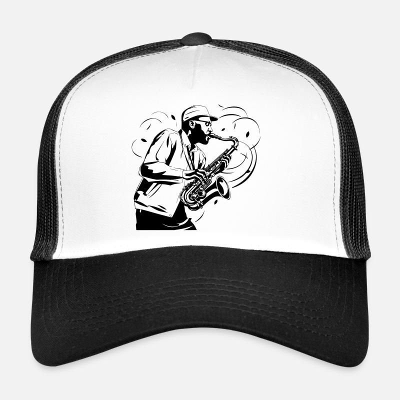Saxophonist Drawing Trucker Cap