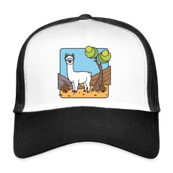 Cuck! A white llama! Or is that an alpaca? - Trucker Cap - white/black - Front