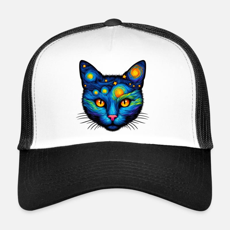 Katze - Trucker Cap - Weiß/Schwarz