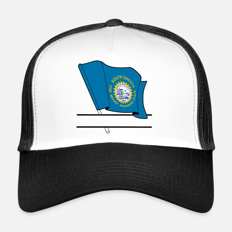 South Dakota Flagge Text Banner Trucker Cap