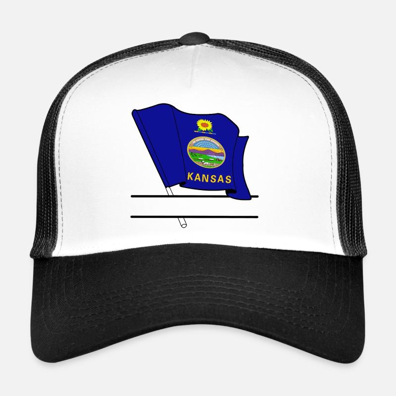 Flag Kansas text banner Trucker Cap