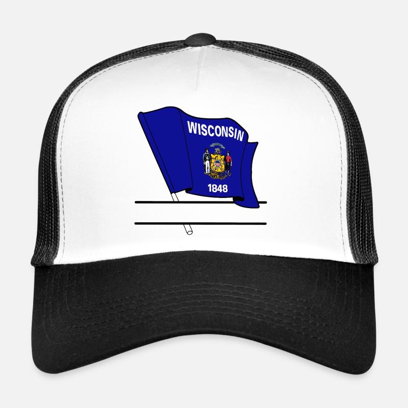 Drapeau Wisconsin bannière de texte Casquette trucker 