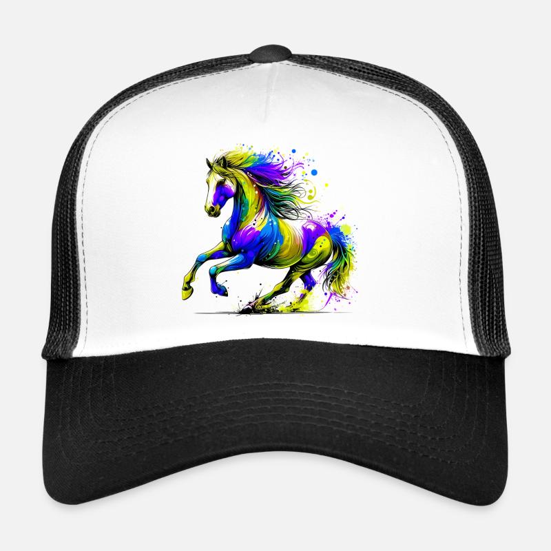 Pferd - Trucker Cap - Weiß/Schwarz