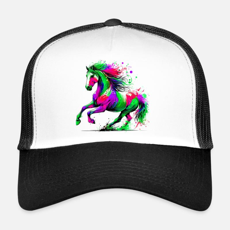 Pferd - Trucker Cap - Weiß/Schwarz