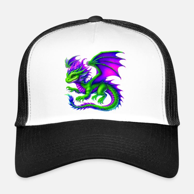 Drache - Trucker Cap - Weiß/Schwarz