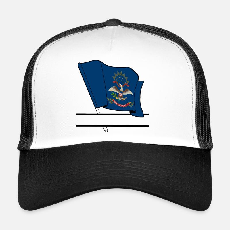North Dakota Flagge Text Banner Trucker Cap