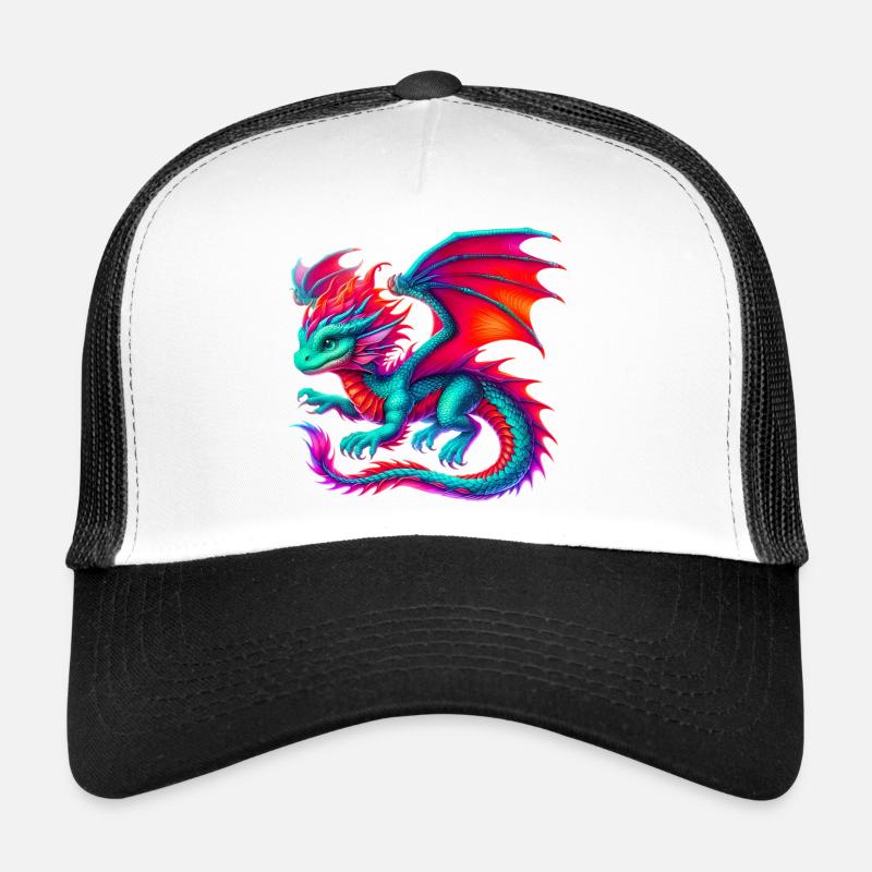 Drache - Trucker Cap - Weiß/Schwarz