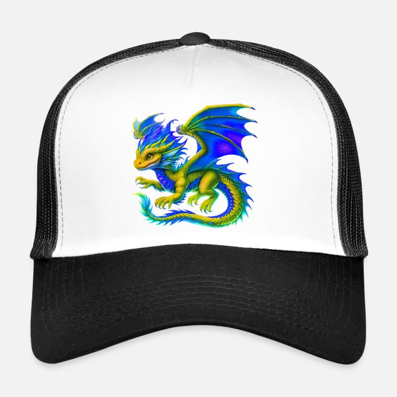 Drache - Trucker Cap - Weiß/Schwarz