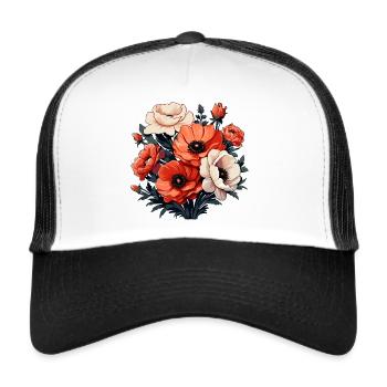 Fleurs pour la fête des mères pour la journée spéciale - Casquette trucker  - blanc/noir - Devant