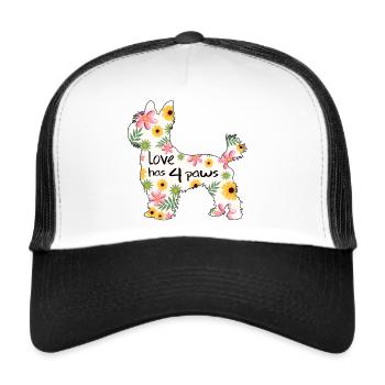 yorkshire terrier Hund mit blumen - Trucker Cap - Weiß/Schwarz - Vorne