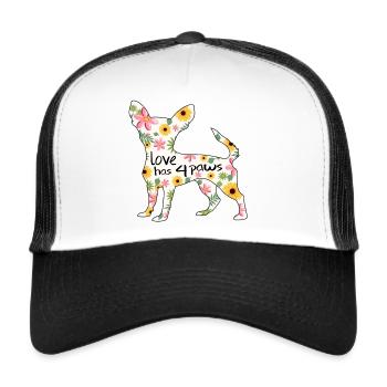 Chihuahua Hund mit Blumen - Trucker Cap - Weiß/Schwarz - Vorne