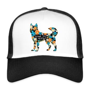 Husky dog love has 4 paws - Trucker Cap - white/black - Front
