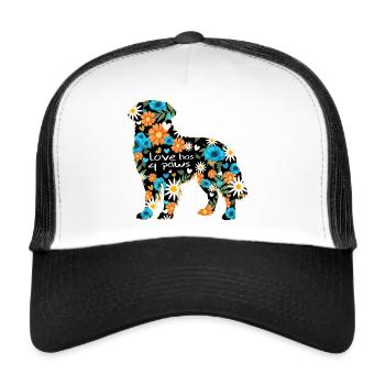Bouvier Bernois Chien Chien Chien Dictons Patte - Casquette trucker  - blanc/noir - Devant