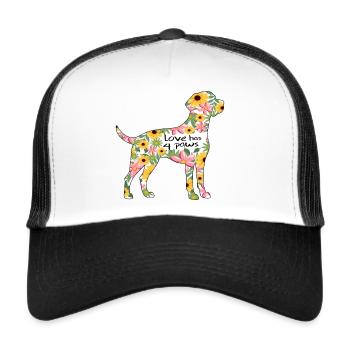 Labrador Dog Design Flowers - Trucker Cap - white/black - Front