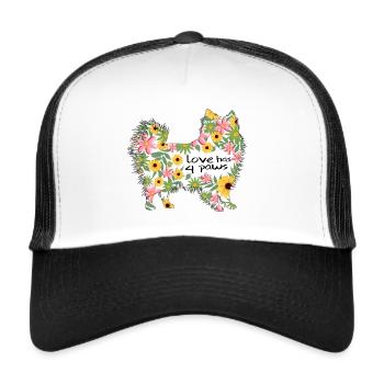 Poméranien chien chien dictons patte poméranien - Casquette trucker  - blanc/noir - Devant