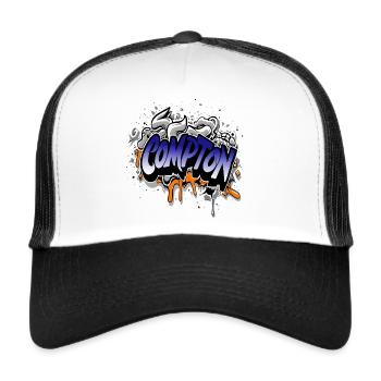 compton straight hiphop graffiti - Trucker Cap - Weiß/Schwarz - Vorne