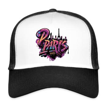 Paris, France, Tour Eiffel - Casquette trucker  - blanc/noir - Devant