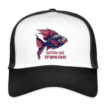 fishing catch me if you can fish - Trucker Cap - white/black - Front
