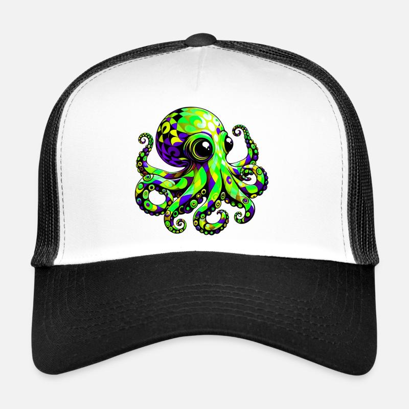 Krake - Trucker Cap - Weiß/Schwarz
