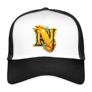 Initial Letter Name N - Trucker Cap - white/black - Front