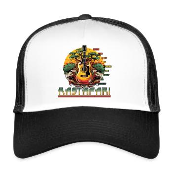 Fruit sucré à racine forte rastafari - Casquette trucker  - blanc/noir - Devant