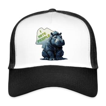i hate people - nilpferd flusspferd - i don't like - Trucker Cap - white/black - Front