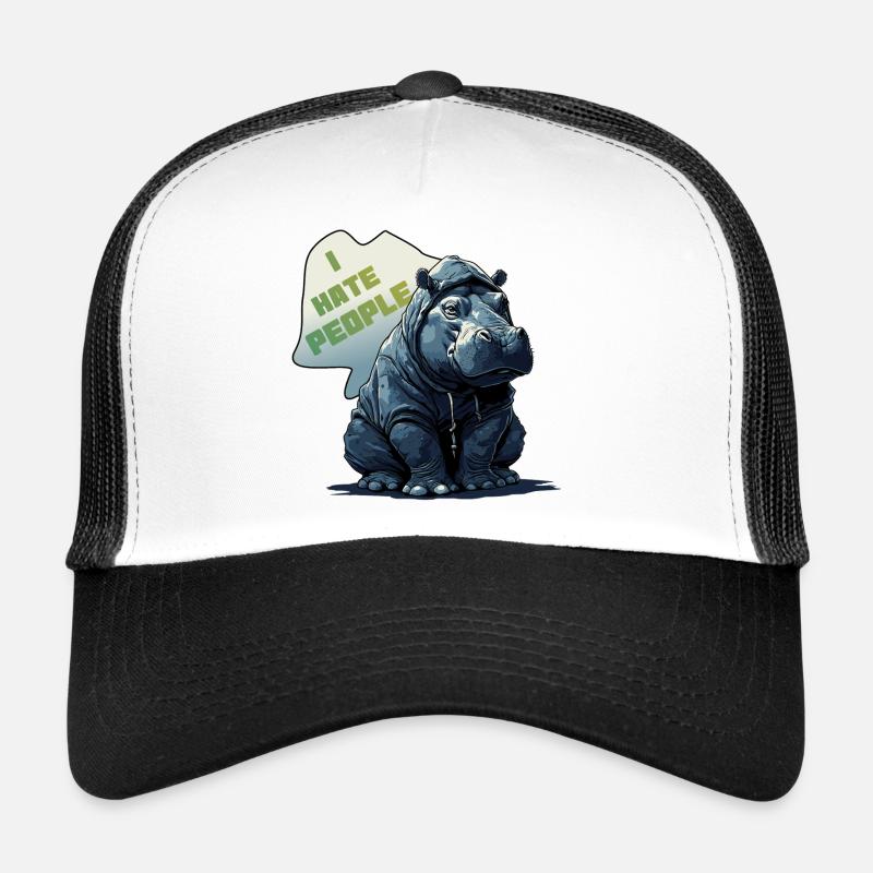 i hate people - nilpferd flusspferd - i don't like - Trucker Cap - Weiß/Schwarz