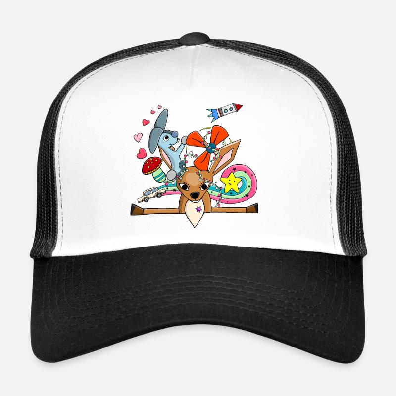Süßes Reh, Hase Collage mit Regenbogen Trucker Cap