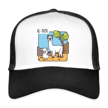 Un papa alpaga - Un Al Papa - Casquette trucker  - blanc/noir - Devant