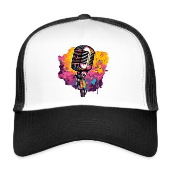 Microphone retro love music - Trucker Cap - white/black - Front