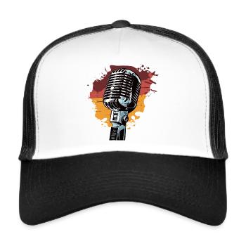 Microphone retro vintage singer - Trucker Cap - white/black - Front