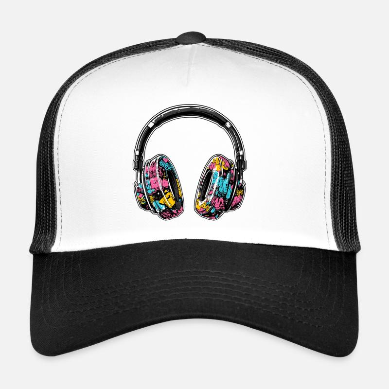 Headphones musical graffiti pattern Trucker Cap