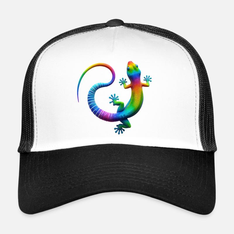 Rainbow Gecko - Trucker Cap - white/black