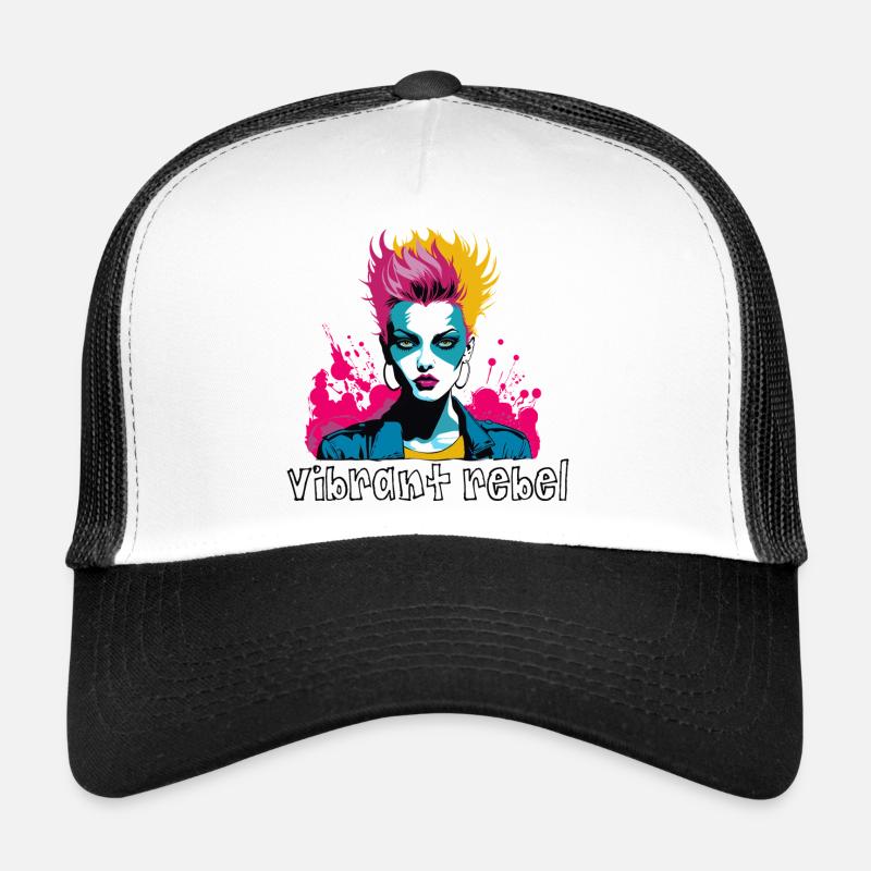 Vibrant Rebel - Explosive Pop Art Portrait - Trucker Cap - white/black