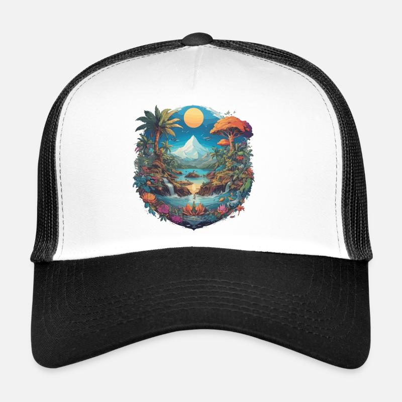 Mystical mountain and river landscape Trucker Cap
