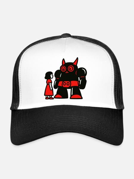 Girl and Robot - Trucker Cap - white/black - Front