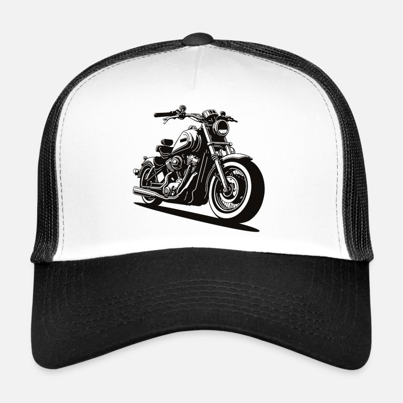 Retro Biker Style - Trucker Cap - Weiß/Schwarz