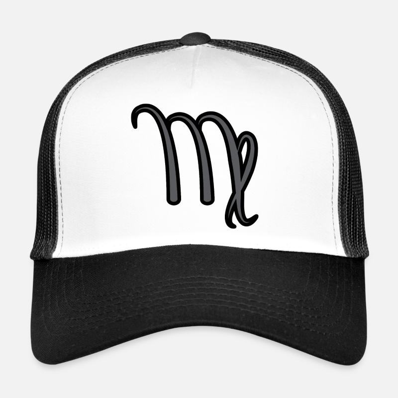 Symbole du signe du zodiaque Vierge Noir et gris Casquette trucker 