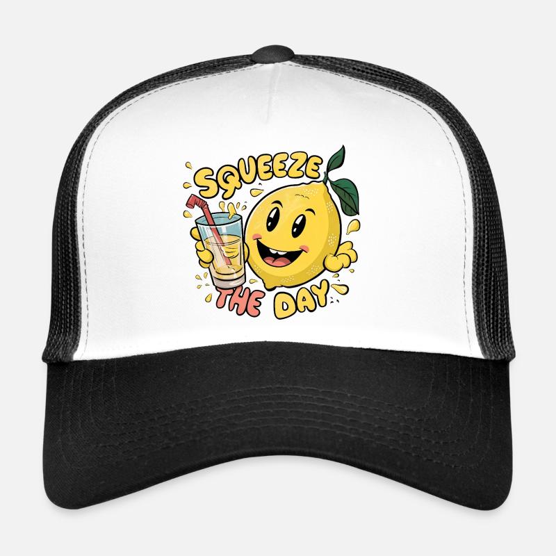 Squeeze The Day Lemon Cartoon Trucker Cap