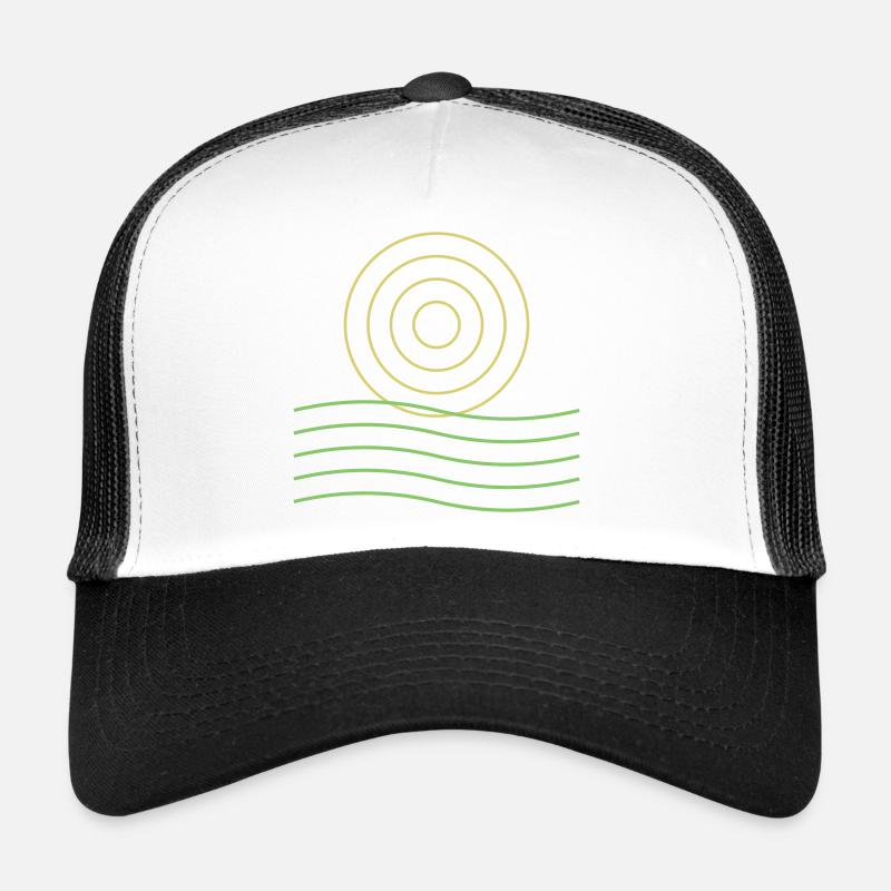 Abstract Sun Icon and Lines Trucker Cap