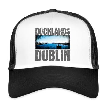 Docklands Dublin Wasseransicht - Trucker Cap - Weiß/Schwarz - Vorne