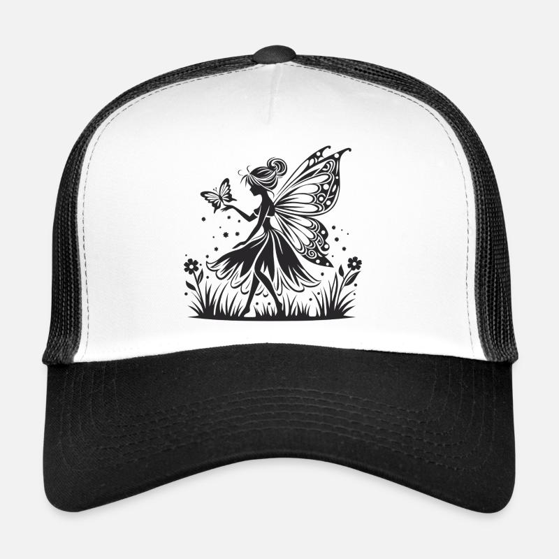 Fée au clair de lune avec silhouette de papillon Casquette trucker 