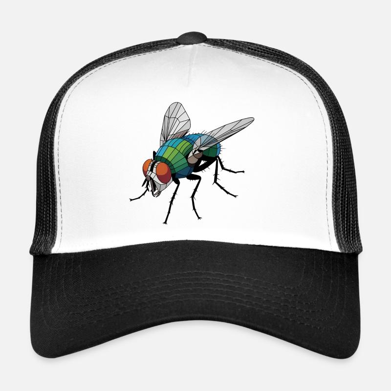 Fly - Cooles Low-Poly-Logo - Trucker Cap - Weiß/Schwarz