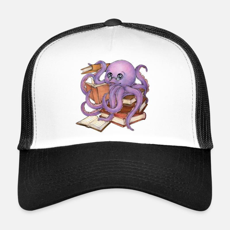 Lesender Oktopus im Bücherstapel Buch Geschenk Trucker Cap